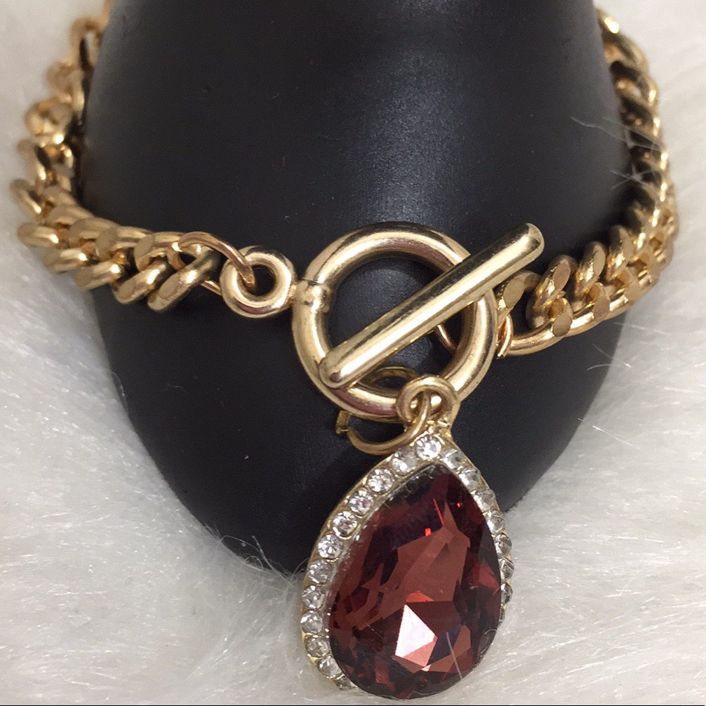 3/$15 Palm Beach Pear Shaped Stone Toggle Bracelet